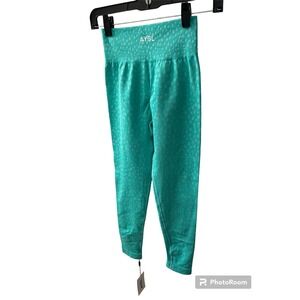AYBL Evolve Speckle Seamless Leggings Aqua Green High Waist Scrunch Bum AY3338 S